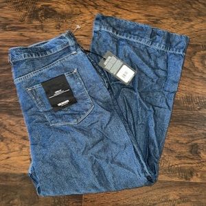 NWT Hudson Dark Blue Denim Holly High Rise Wide Leg Crop Jeans 31 $215